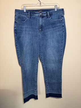 NYDJ Sheri Slim Jeans 16W Lift Tuck Crop Raw Hem Blue Stretch Denim Womens